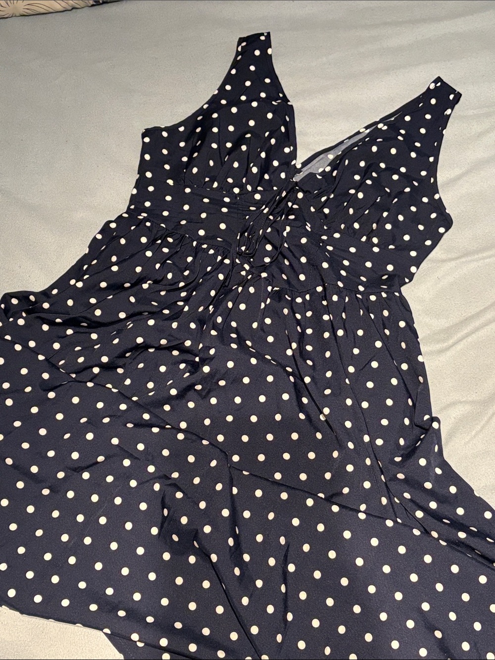 SHEIN Polka Dot Midi Dress in Blue & White Size Medium